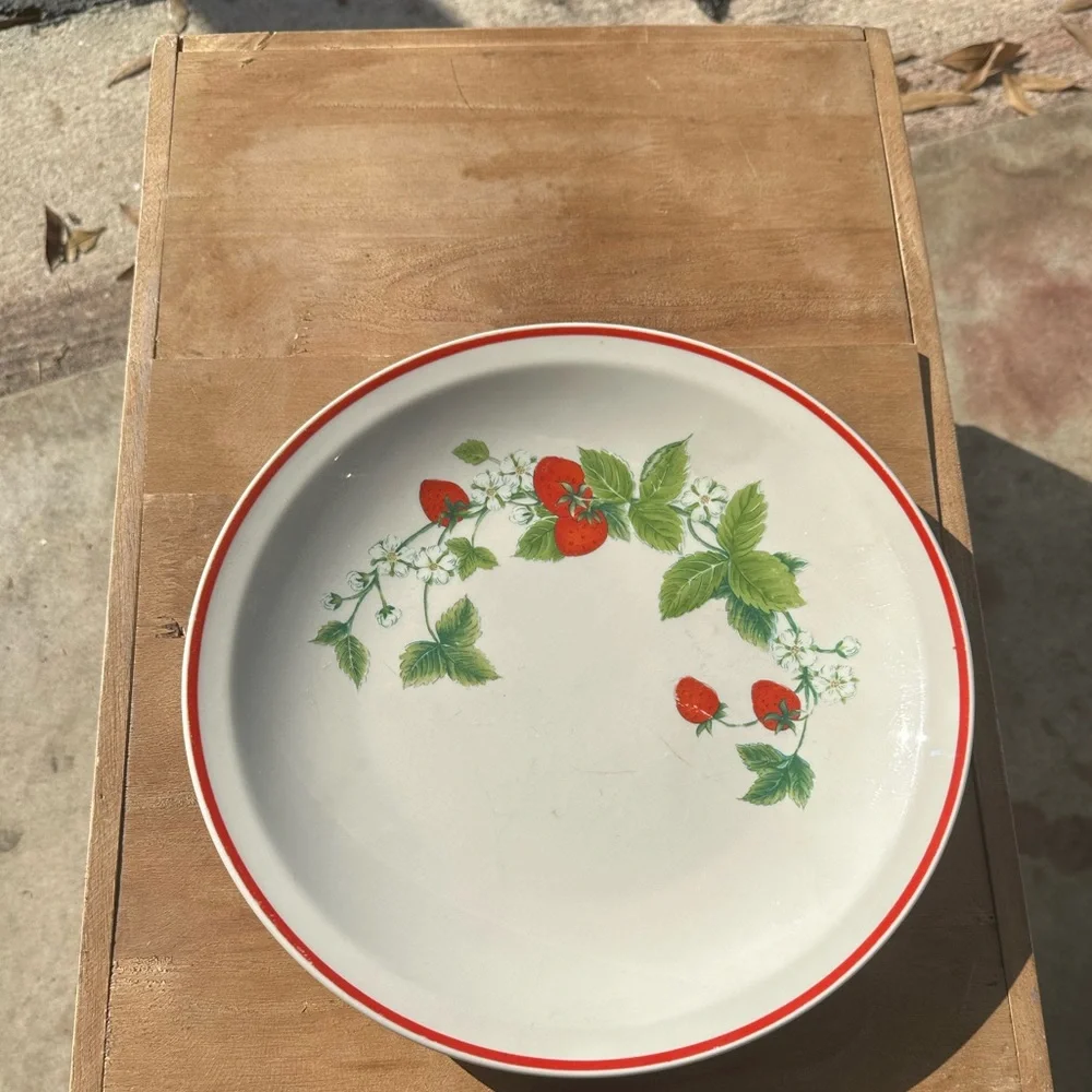 Vintage strawberry scape , dinner plate